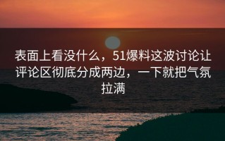 表面上看没什么，51爆料这波讨论让评论区彻底分成两边，一下就把气氛拉满