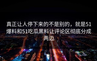 真正让人停下来的不是别的，就是51爆料和51吃瓜黑料让评论区彻底分成两边