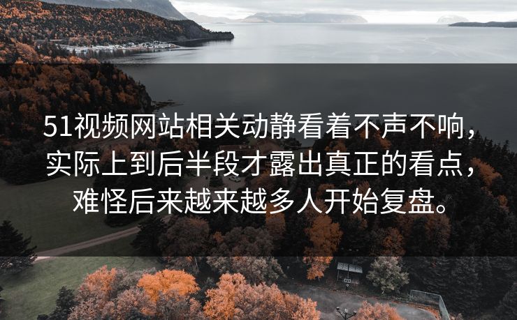 51视频网站相关动静看着不声不响，实际上到后半段才露出真正的看点，难怪后来越来越多人开始复盘。-第1张图片-吃瓜爆料51 - 高清明星黑料放送