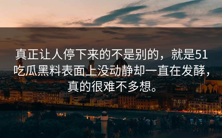 真正让人停下来的不是别的，就是51吃瓜黑料表面上没动静却一直在发酵，真的很难不多想。-第1张图片-吃瓜爆料51 - 高清明星黑料放送