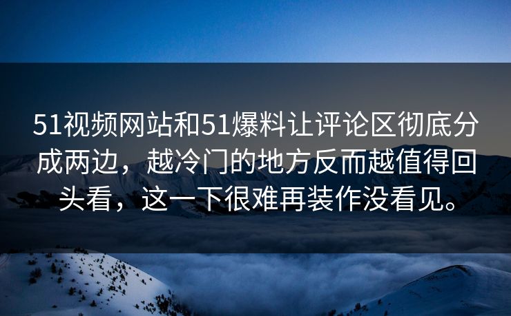 51视频网站和51爆料让评论区彻底分成两边，越冷门的地方反而越值得回头看，这一下很难再装作没看见。