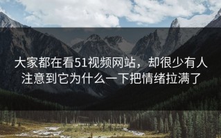 大家都在看51视频网站，却很少有人注意到它为什么一下把情绪拉满了
