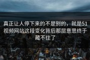 真正让人停下来的不是别的，就是51视频网站这段变化背后那层意思终于藏不住了