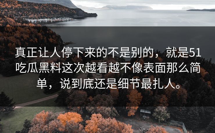 真正让人停下来的不是别的，就是51吃瓜黑料这次越看越不像表面那么简单，说到底还是细节最扎人。-第1张图片-吃瓜爆料51 - 高清明星黑料放送